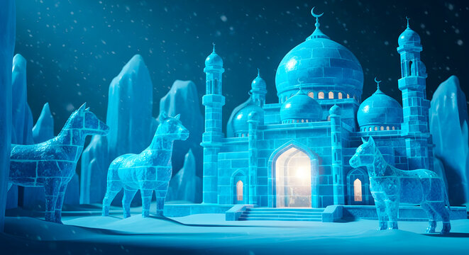 A historic blue mosque with an orthodox dome stands as a majestic landmark under the night sky, blending architectural history with the travel allure of a city monument