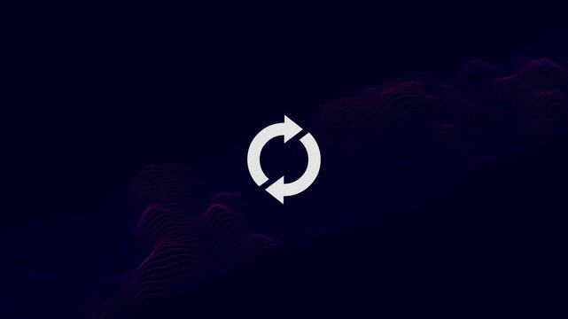 Syncing loading Icon on a Looping Technology and computing network background