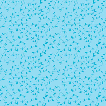 seamless pattern, leaf pattern, blue pattern, small leaves, vine pattern, botanical print, tonal pattern, light blue background, turquoise pattern, aqua pattern, subtle pattern, delicate leaves, scatt