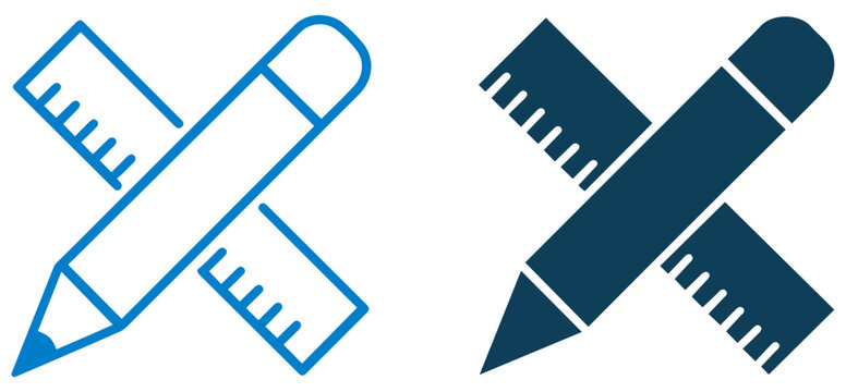 pencil ruler drawing tool icon vector