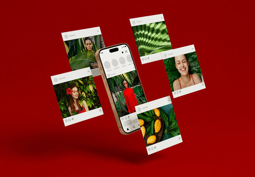 Smartphone Social Media Post Mockup Set