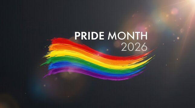 Rainbow Pride Month 2026 Brush Stroke Background