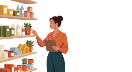 Fototapeta premium Woman shopping for plants in a garden store