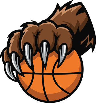 Bear Claw Gripping Basketball Sports Mascot Vector Logo