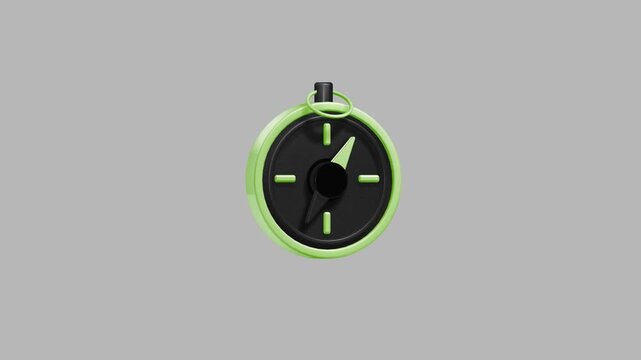 Compass icon in green and black colors centered on a gray background representing navigation direction and leadership in business strategy and travel