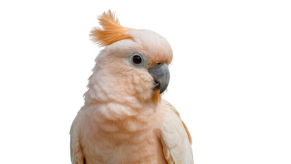 Salmon-crested cockatoo with fluffy peach feathers, isolated on transparent background © Eoin