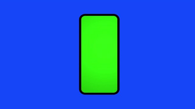3D mobile phone portable cell phone animation with empty blank green screen for adding a picture in picture, text graphics and blue screen background 4K telecommunications animation