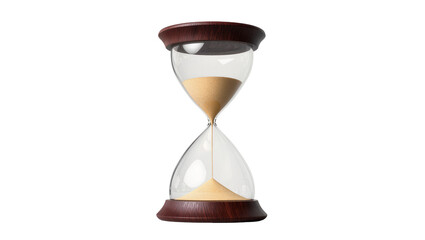 Wooden hourglass with flowing sand, isolated on transparent background © Eoin