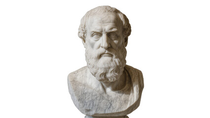 Obraz premium Ancient marble bust of Socrates with beard, isolated on transparent background