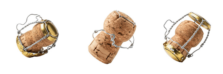 Set and collection of champagne cork isolated on white transparent png background  © wonderfull