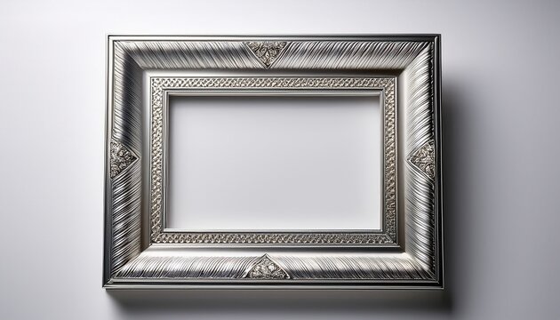 an elegant silver plated picture frame with a decorative beaded texture standing on a clean white background