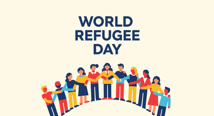 Obraz premium World Refugee Day awareness campaign illustration.