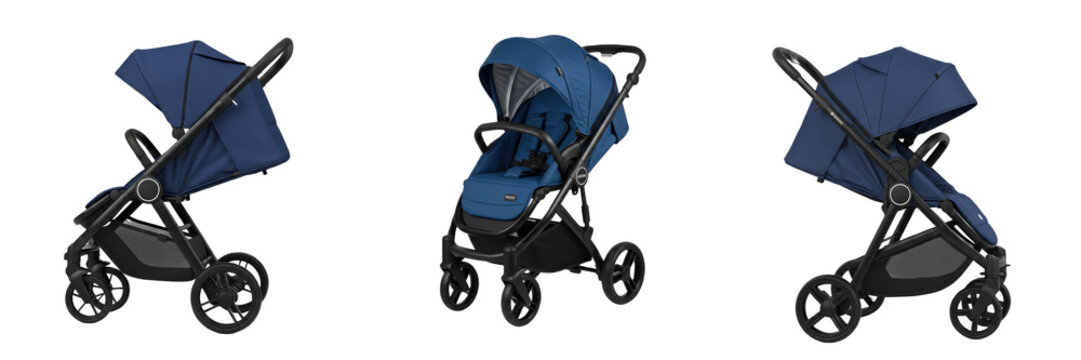 Set and collection Stroller isolated on transparent png background