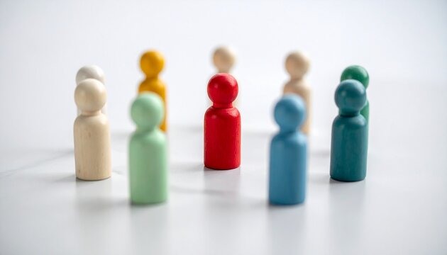 A community of vibrant wooden figures come together, symbolizing unity, diversity, and connection.