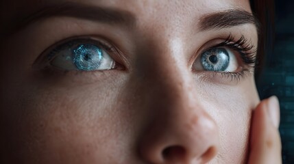 Naklejka premium An intense close up portrait capturing the profound depth and thoughtful gaze of a person in dramatic lighting