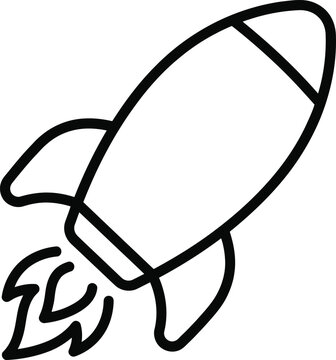 Black line art rocket ship blasting off
