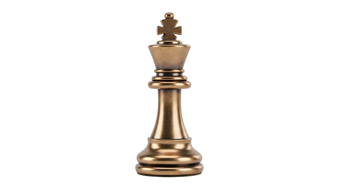 Gold chess king piece strategy gameplay competition checkmate challenge metallic on transparent background