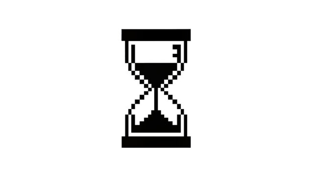 Pixelated hourglass cursor icon representing waiting, isolated on transparent background