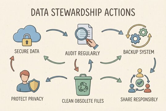 Comprehensive Guide to Data Stewardship Actions for Secure Data Management Including Regular Audits, Privacy Protection, and Responsible File Sharing Practices