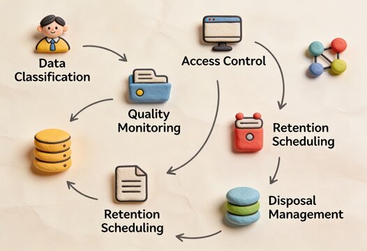 Visualizing Data Governance: Exploring Data Classification, Quality Monitoring, Access Control, Retention Scheduling, and Disposal Management in Contemporary Information Systems