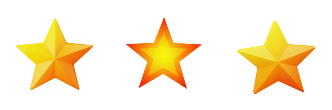 Set and collection of star shape isolated on white transparent png background