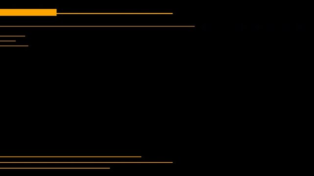 Abstract motion graphic with orange horizontal lines appearing on black background for digital creative projects.