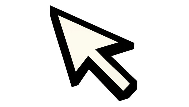 Black outlined cream arrow cursor, isolated on transparent background