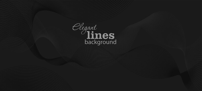 Black abstract background with delicate lines Hand drawn. Not AI, vector illustration
