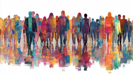Obraz premium Colorful Silhouettes of People Walking