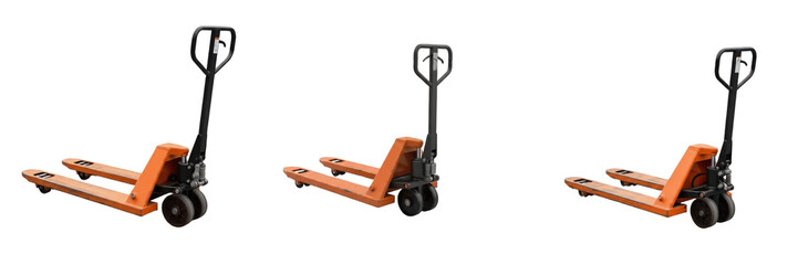 Set and collection of pallet jack isolated on white transparent png background © fasterlife