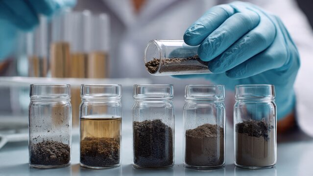 Scientist Analyzing Soil Samples in Lab