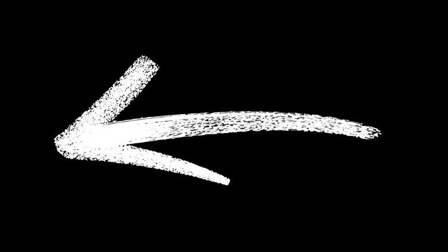 Hand-drawn white chalk arrow animation on black background, for creative projects