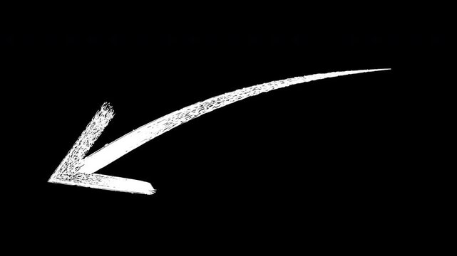 Hand-drawn chalk arrow animation pointing left white overlay on black background