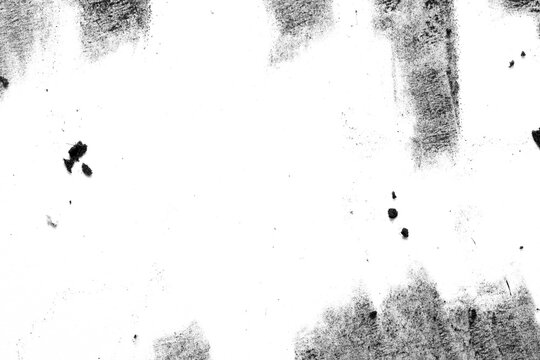 Macro charcoal crayon smears around the edges with a few scattered dust specks and small chunks, leaving a wide clean center. Isolated transparent PNG for grunge overlays.