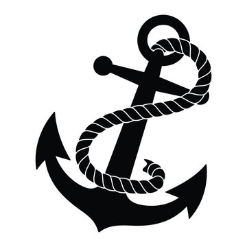anchor with rope wrapped around it silhouette high quality professional detailed modern elegant stylish