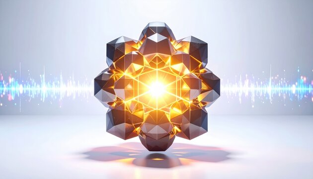A conceptual rendering of a quantum logic gate displaying entangled states with a glowing golden core, representing advanced technological progress in computational research and engineering.