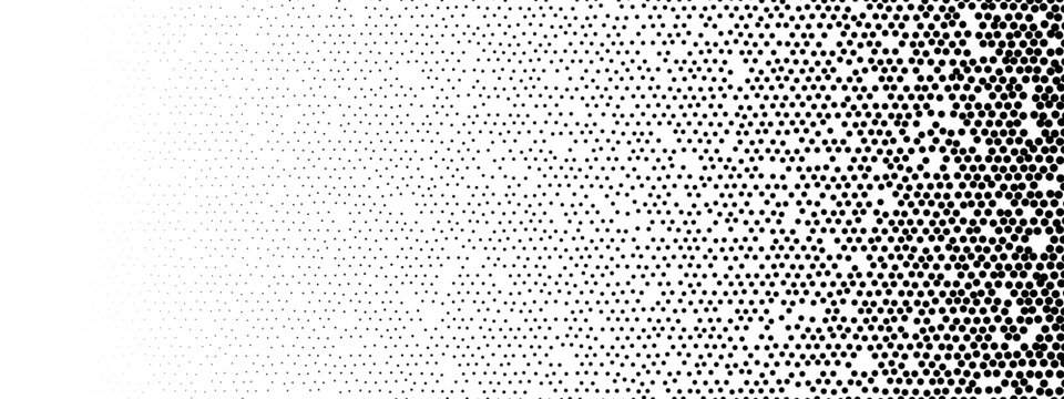 Tone halftone dot and pattern background half with grain gradient curve. Texture fade comic and line white grunge with stamp abstract hexagon. Vector transparent vintage and stipple graphic.
