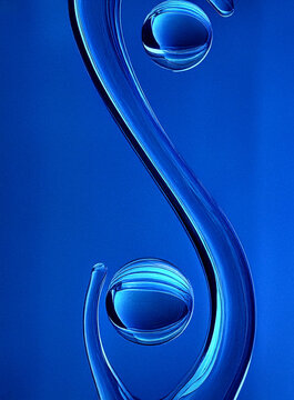 Abstract Blue Liquid Shapes on Glossy Surface
