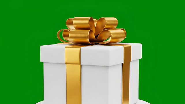 Elegant White Gift Box with Golden Ribbon and Bow.