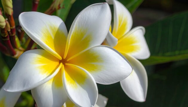 White and Yellow Plumeria Flowers