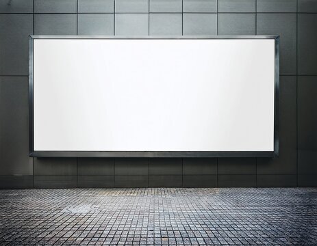 blank white advertising billboard on the wall
