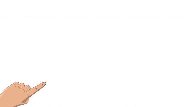 Pointing hand tap gesture animation with finger press interaction from different bottom directions on white background and green screen. 4K animated hand overlay for tutorial, CTA, and motion graphic.