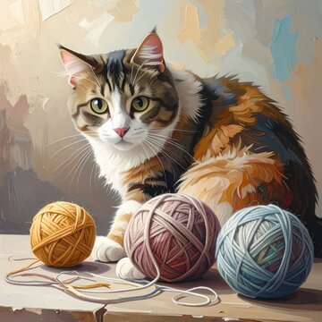 Cat and yarn