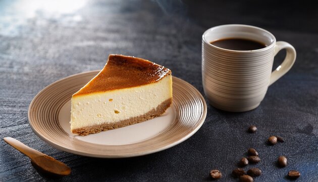 cheesecake slice with coffee a delicious dessert break