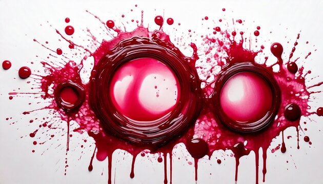realistic deep red wine and berry juice stains including rings splatters and drips wet texture burgundy and crimson colors isolated on white background with copy space fluid abstract