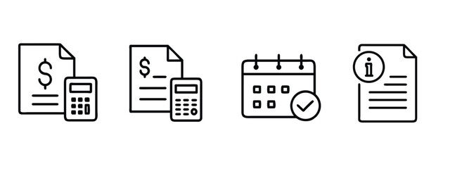 Accounting line icons set tax calculation financial audit schedule management information document bill invoice & more vector illustration with editable stroke. © Purnorup Dream IT 
