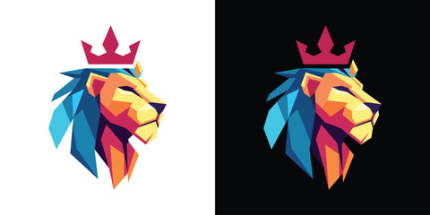 head lion logo vector. lion head in geometric. head lion origami © Aone.std