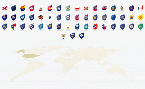 US State Flags in Rugby Style. Big Rugby icon set.