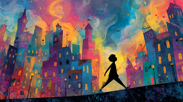 child running through a vibrant way