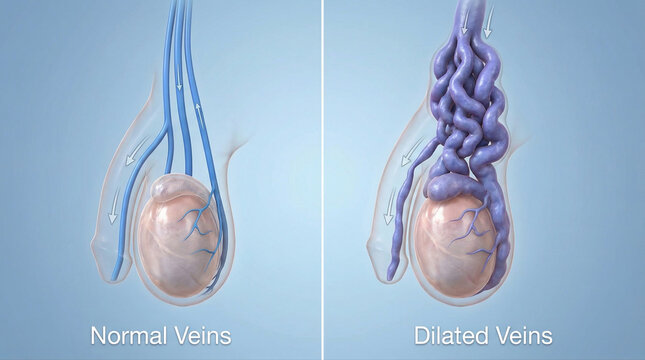 Varicocele Dilated Veins vs Normal Scrotal Anatomy